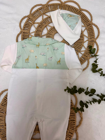 Conjunto Babygrow de Algodão e Gorro – Mighty Love | Coleção Quénia