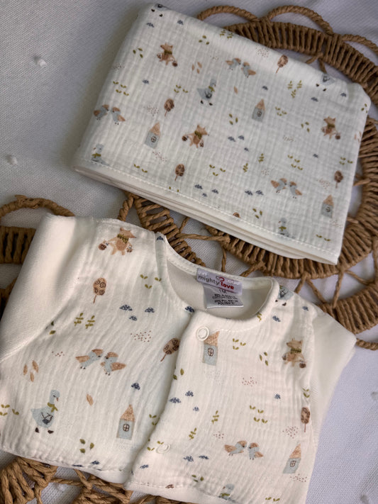 Conjunto de Babygrow laminado e fralda de pano - Mighty Love | Coleção Goose