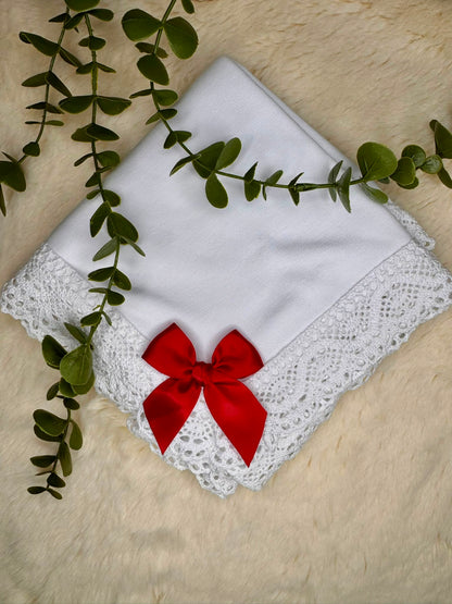 Fralda de Pano em 100% Algodão – Renda e Laço em Cetim