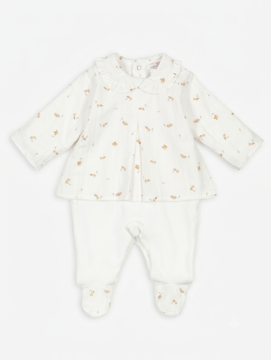 Babygrow Túnica Laminado Pérola - Mighty Love | Coleção Cacau
