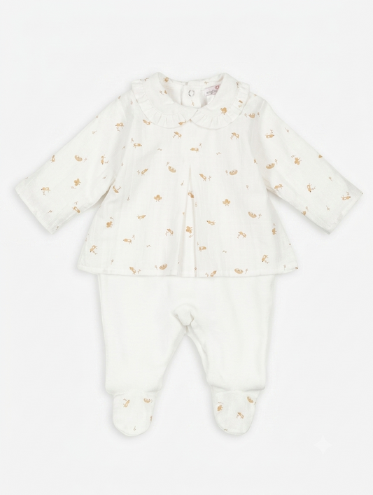 Babygrow Túnica Laminado Pérola - Mighty Love | Coleção Cacau