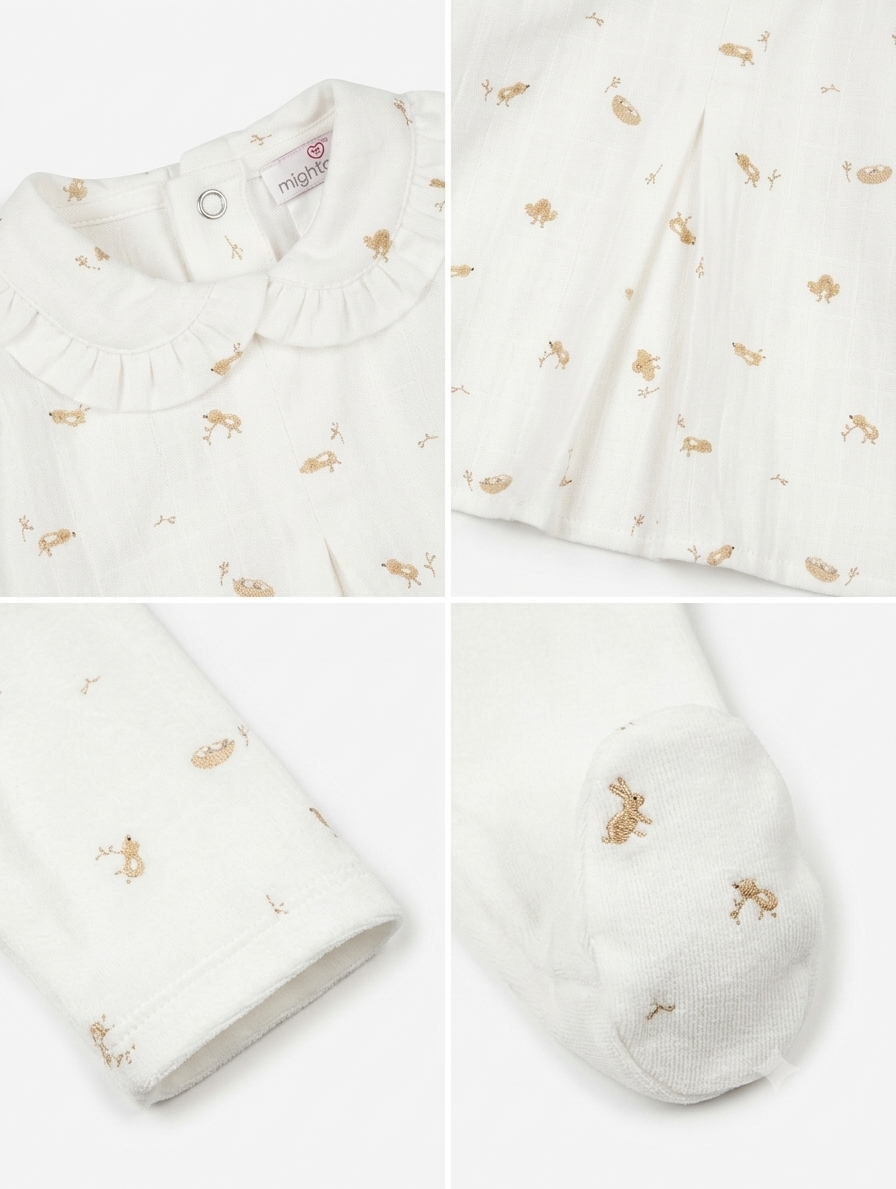Babygrow Túnica Laminado Pérola - Mighty Love | Coleção Cacau